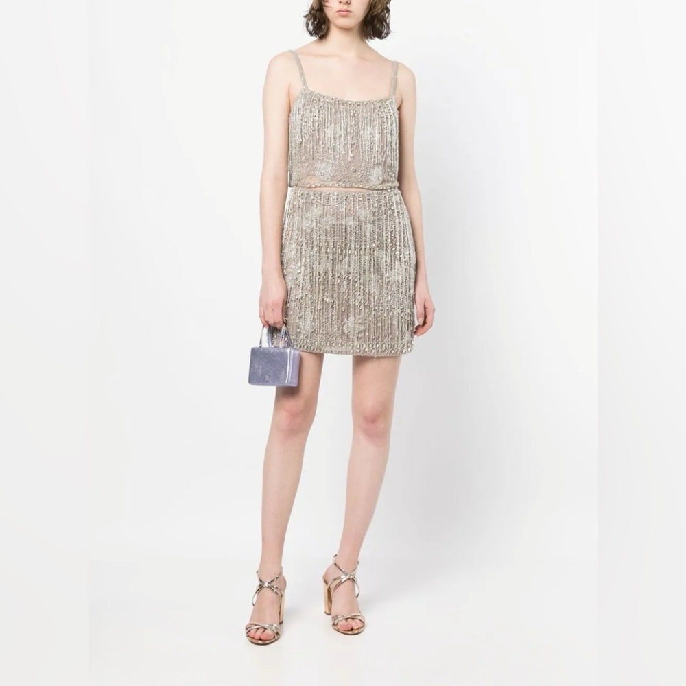 Rachel Gilbert Dante Diamond Fringe Hand Embellished Mini Skirt AU0/US2 NWT